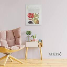 "Artery8 Turks Cap Lily Fig & Beetle Calligraphy Canvas Wall Art Print in White - Size: W12"" x H16""" - thumbnail 3