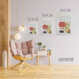 "Artery8 Turks Cap Lily Fig & Beetle Calligraphy Canvas Wall Art Print in White - Size: W12"" x H16""" - thumbnail 4