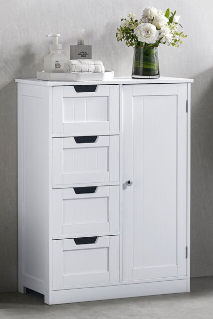 Home Discount Bath Vida Priano 4 Drawer 1 Door Freestanding Unit Storage Bathroom Furniture 810 x 600 x 300 mm in White - image 1