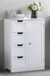 Home Discount Bath Vida Priano 4 Drawer 1 Door Freestanding Unit Storage Bathroom Furniture 810 x 600 x 300 mm in White