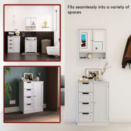 Home Discount Bath Vida Priano 4 Drawer 1 Door Freestanding Unit Storage Bathroom Furniture 810 x 600 x 300 mm in White - thumbnail 8