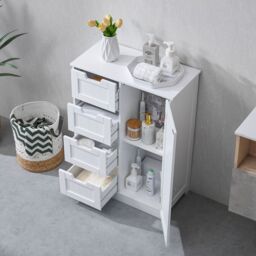 Home Discount Bath Vida Priano 4 Drawer 1 Door Freestanding Unit Storage Bathroom Furniture 810 x 600 x 300 mm in White - thumbnail 2