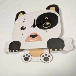 Hinsinc Hand Crafted Wooden Swinging Dog Wall Clock