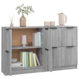Berkfield Home Sideboards 2 pcs Grey Sonoma 60x30x70 cm Engineered Wood - Size: 60 x 30 x 70 cm - thumbnail 6