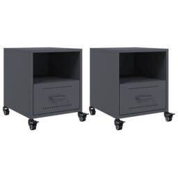 Berkfield Home Stylish Bedside Cabinets 2 pcs Anthracite 36x39x43.5 cm Steel in Dark Grey - thumbnail 3