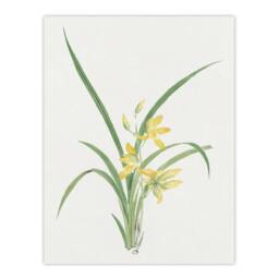 "Artery8 Yellow Lilies Wall Art Print Vintage Japanese Botanical - Size: W12"" x H16""" - thumbnail 1