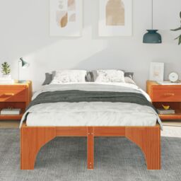 Berkfield Home Floor Bed Frame with Storage Brown 135 x 190 cm Pine wood - thumbnail 5