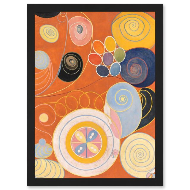 Artery8 Modern Hilma Af Klint Abstract Painting A4 Artwork Framed Wall Art Print in Black - image 1