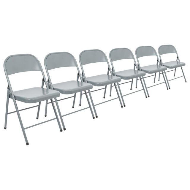 Harbour Housewares Metal Folding Chair - Pack of 6 in Grey - image 1
