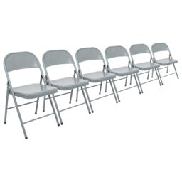 Harbour Housewares Metal Folding Chair - Pack of 6 in Grey - thumbnail 1