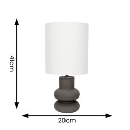 ValueLights Jude Linen Tall Drum Shade Black Stacked Abstract Ceramic Table Lamp with Bulb - thumbnail 4