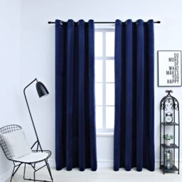 Berkfield Home Blackout Curtains with Rings 2 pcs Velvet Dark Blue 140x175 cm