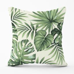 Warren Reed - Designer Exotic Palm Leaves Outdoor Cushion in Green - Size: 60 cm x 60 cm - thumbnail 1