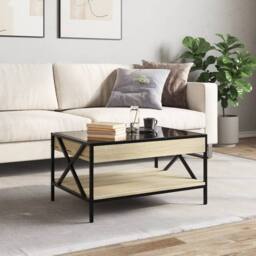 Berkfield Home Coffee Table with Infinity LED Sonoma Oak 70x50x38 cm in Light Brown - Size: 70 x 50 x 38 cm - thumbnail 4