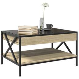 Berkfield Home Coffee Table with Infinity LED Sonoma Oak 70x50x38 cm in Light Brown - Size: 70 x 50 x 38 cm - thumbnail 5