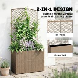 Nordara Light Rattan Garden Planter With Trellis & Inner Liner in Brown - Size: 10kg - thumbnail 6