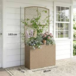Nordara Light Rattan Garden Planter With Trellis & Inner Liner in Brown - Size: 10kg - thumbnail 2