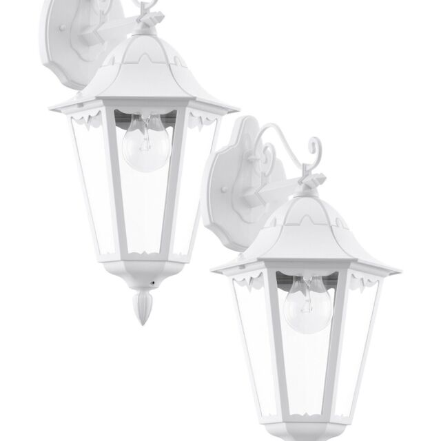 Loops 2 PACK IP44 Outdoor Wall Light White Traditional Lantern 60W E27 Porch Lamp - image 1