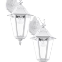 Loops 2 PACK IP44 Outdoor Wall Light White Traditional Lantern 60W E27 Porch Lamp - thumbnail 1