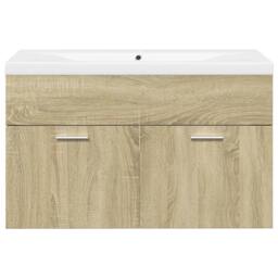 Berkfield Home Bathroom Sink Cabinet with Built-in Basin Sonoma Oak in Brown - thumbnail 4