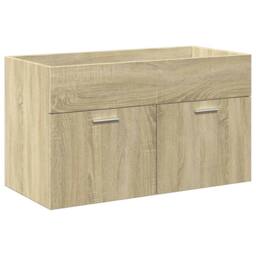 Berkfield Home Bathroom Sink Cabinet with Built-in Basin Sonoma Oak in Brown - thumbnail 8