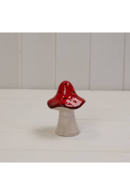 KDMD Red & Grey Petite Ceramic Mushroom - image 1