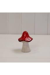 KDMD Red & Grey Petite Ceramic Mushroom - thumbnail 2