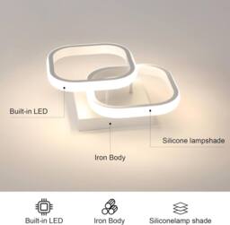 Goeco Pack of 2, LED Ceiling Lights Modern, 24W, Square, 4500K, White, 24cm in White - thumbnail 6