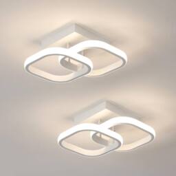 Goeco Pack of 2, LED Ceiling Lights Modern, 24W, Square, 4500K, White, 24cm in White - thumbnail 1