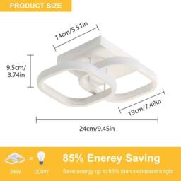 Goeco Pack of 2, LED Ceiling Lights Modern, 24W, Square, 4500K, White, 24cm in White - thumbnail 5
