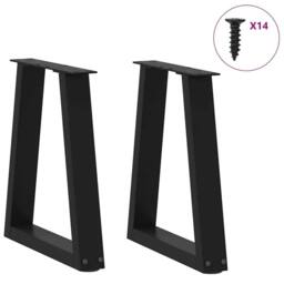 Berkfield Home Dining Table Legs V-Shape 2 pcs Black 38x(42-43.3) cm Steel - thumbnail 3