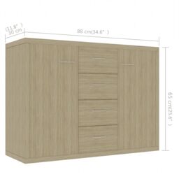 Berkfield Home Sideboard Sonoma Oak 88x30x65 cm Engineered Wood in Brown - Size: 88 x 30 x 65 cm - thumbnail 6