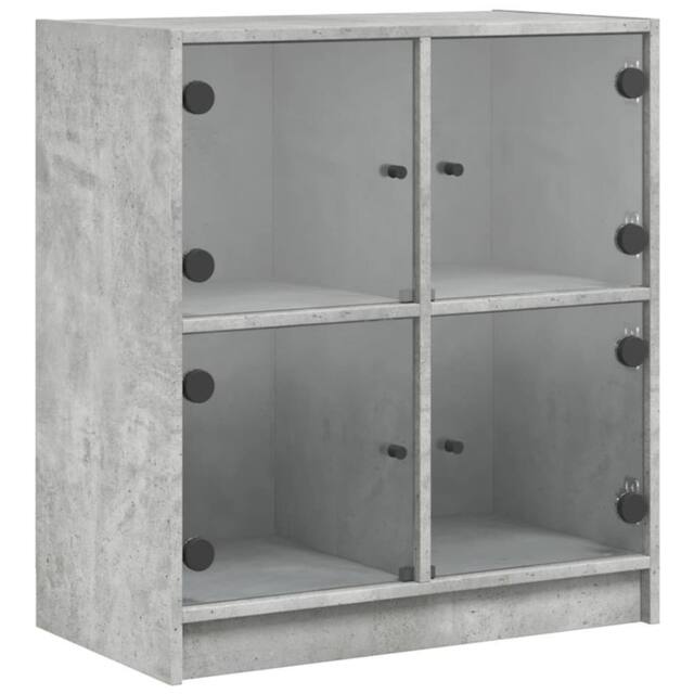 Berkfield Home Side Cabinet with Glass Doors Concrete Grey 68x37x75.5 cm - image 1