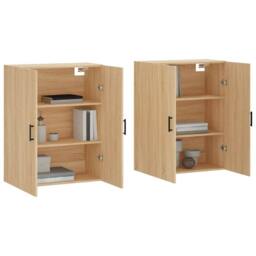 Berkfield Home Wall Mounted Cabinets 2 pcs Sonoma Oak 69.5x34x90 cm in Light Tan - thumbnail 1