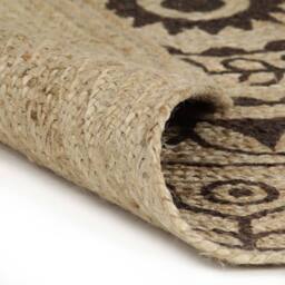 Berkfield Home Handmade Rug Jute with Dark Brown Print 120 cm - Size: Medium - thumbnail 1