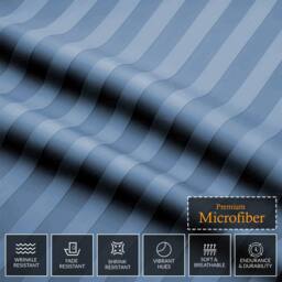Pamposh Luxury Embossed Stripes Duvet Cover Set in Blue - Size: King - thumbnail 7