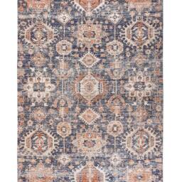 Wyld and Coco Cotton Area Rug 140 x 200 cm Blue Red Rectangular Oriental Boho - Size: 140 cm x 200 cm - thumbnail 2