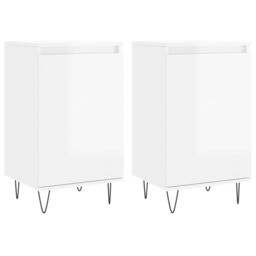 Berkfield Home Sideboards 2 pcs High Gloss White 40x35x70 cm Engineered Wood in Brown - Size: 40 x 35 x 70 cm - thumbnail 2