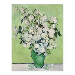 "Artery8 White Roses In Green Vase Van Gogh Vintage Wall Art Print Poster - Size: W18"" x H24""" - thumbnail 1