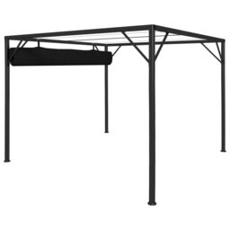 Berkfield Home Garden Gazebo with Retractable Roof Canopy 3x3 m Anthracite in Black - thumbnail 5