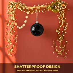 Shatchi 20cm Glossy Christmas Bauble - Premium Bauble & Home Décor Ornament in Black - Size: 20 cm - thumbnail 8