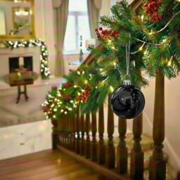 Shatchi 20cm Glossy Christmas Bauble - Premium Bauble & Home Décor Ornament in Black - Size: 20 cm - thumbnail 2