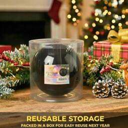Shatchi 20cm Glossy Christmas Bauble - Premium Bauble & Home Décor Ornament in Black - Size: 20 cm - thumbnail 9