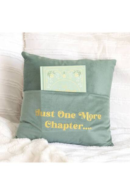 KDMD Just One More Chapter Cushion with Book Pocket - Cozy Reading Decor in Light Green - image 1