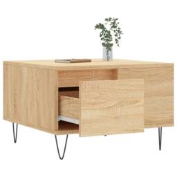 Berkfield Home Coffee Table Sonoma Oak 55x55x36.5 cm Engineered Wood in Light Brown - thumbnail 4