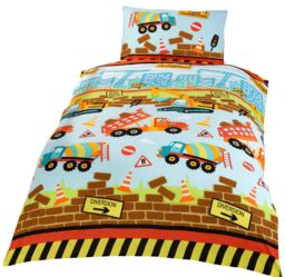 Rapport Home Under Construction Polycotton Duvet Cover Set with Pillowcase in Light Blue - Size: Single - thumbnail 2