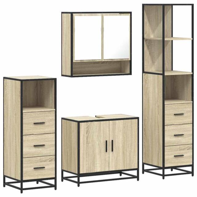 Berkfield Home 4¬†Piece Bathroom Furniture Set¬†Sonoma Oak Engineered Wood in Brown - image 1