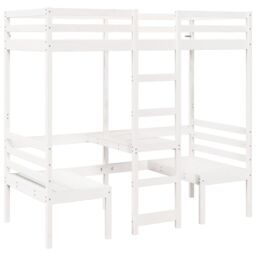Berkfield Home Loft Bed Frame with Desk & Chairs White 80x200cm Solid Wood Pine - Size: 80x200 cm - thumbnail 2