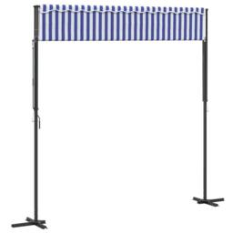 Berkfield Home Free Standing Awning Blue & White 300x300 cm Fabric & Steel - thumbnail 6