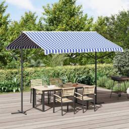 Berkfield Home Free Standing Awning Blue & White 300x300 cm Fabric & Steel - thumbnail 1